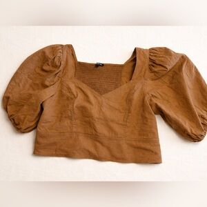 EXPRESS womens tan linen puff sleeve top XL